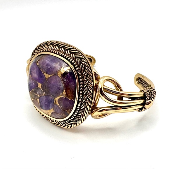 Studio Barse Bronze-Infused Amethyst Southwestern Style Cuff Bracelet - Picture 5 of 7
